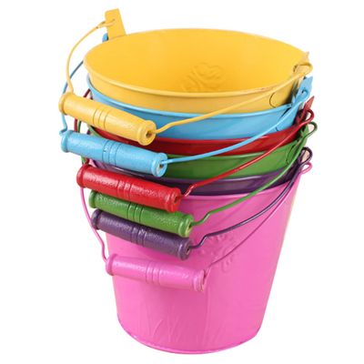 BCOATH 6pcs Boys and Girls Sand Bucket Creative Tinplate Toy Buckets for Random Colors Lightweight and for and Sandbox Activities