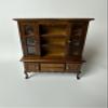 1/12 Scale Miniature Bookshelf Cabinet  Wooden Mini Bookshelf with Drawers & Glass Doors, Dollhouse Bookshelf Furniture for Dollhouse & Model Decor, Dark Walnut view 2