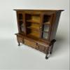 1/12 Scale Miniature Bookshelf Cabinet  Wooden Mini Bookshelf with Drawers & Glass Doors, Dollhouse Bookshelf Furniture for Dollhouse & Model Decor, Dark Walnut view 3