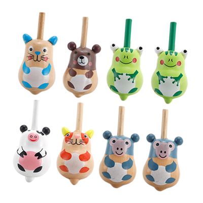 Abaodam 8pcs Wooden Gyro Toy Chinese Traditional Animal for Boys and Girls Enhancing Hand-Eye Coordination and Creativity for Parties and Educational Fun