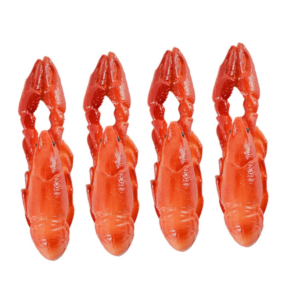 Abaodam 4pcs Simulated Lobster Figurine Realistic Fake Lobster Decoration Miniature Artificial Ornament for Garden Party Home