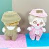 niannyyhouse 17cm Doll Clothes Hat White T-Shirt Animal Print Overalls 15cm Plush Doll Dressup (Brown-1) view 3