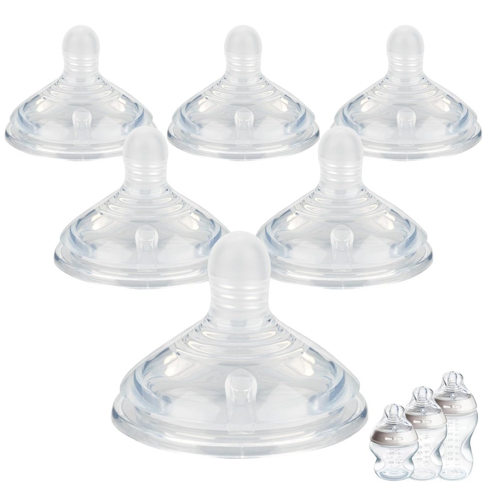 6Pack Silicone Baby Bottle Nipples for Tommee Natural Start Anti-Colic Bottles &Advanced Anti-Colic Bottles,Closer to Nature Bottles,Fast Flow,Size 3 Nipple,6m+