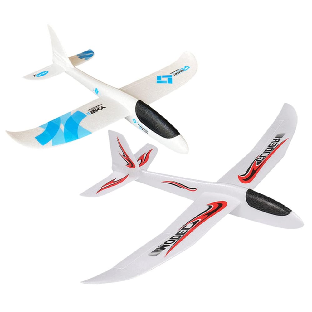 BESTonZON 2pcs Foam Airplane Toy for Boy Girl Easy to Throw Flying Glider Model with Stickers Lightweight Outdoor Fun for Boy Girl Birthday Parties Playtime Activities