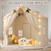 EagleStone 2-in-1 Kids Tent,Large Play Tent with Padded Mat and Lights,Kids Playhouse with 2 Doors & 4 Windows,2 Large Side Pockets,Indoor Outdoor Kid Play Tent for Toddlers,53" x40" x 51" view 3