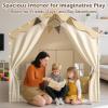 EagleStone 2-in-1 Kids Tent,Large Play Tent with Padded Mat and Lights,Kids Playhouse with 2 Doors & 4 Windows,2 Large Side Pockets,Indoor Outdoor Kid Play Tent for Toddlers,53" x40" x 51" view 4