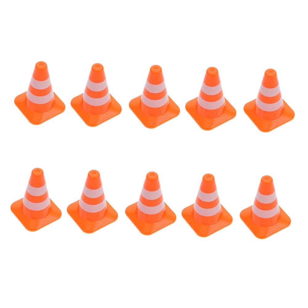 Toddmomy 10pcs Simulation Road Cone Toys Mini Plastic Traffic Signs for Boys and Girls Creative Roadblock Accessories for Playtime and Educational Fun
