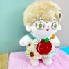 niannyyhouse 15cm Plush Doll Clothes White T-Shirt Fruit Pattern Overalls 17cm Doll Dressup (Pink) view 2