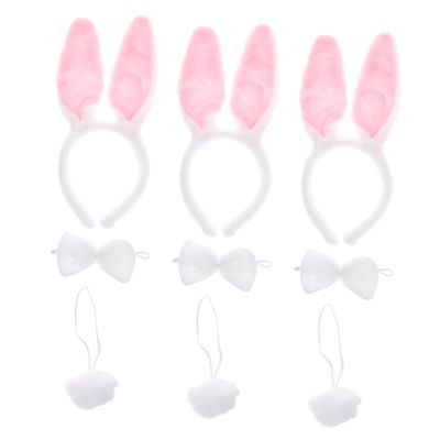 BESPORTBLE 3pcs Rabbit Ear Headbands Bows and Tails Adorable Animal Costume Accessories for Parties Birthdays and Cosplay Events