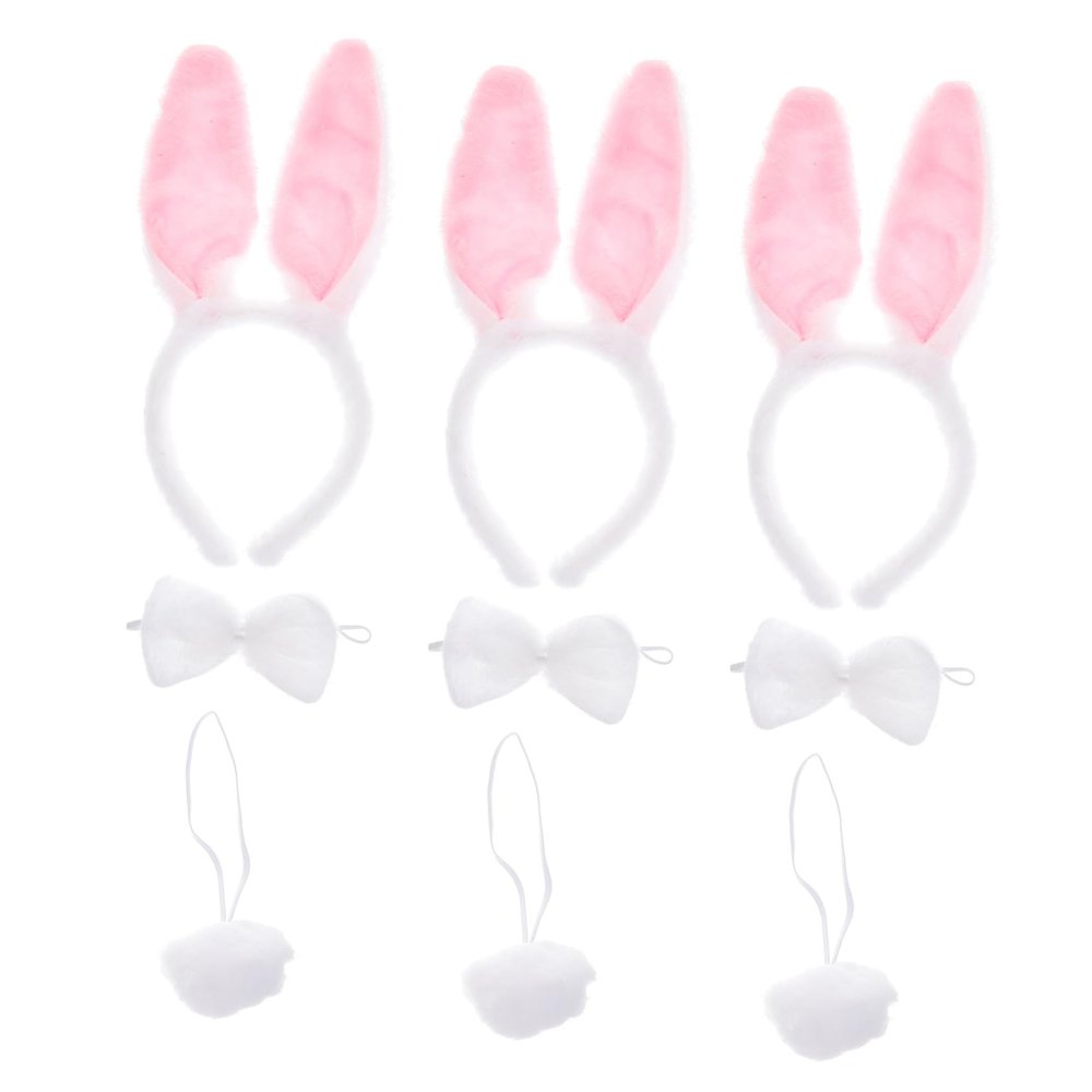 BESPORTBLE 3pcs Rabbit Ear Headbands Bows and Tails Adorable Animal Costume Accessories for Parties Birthdays and Cosplay Events