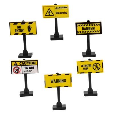 Kisangel 6pcs Educational Traffic Sign Toy for Boys and Girls Building Bricks Playset Warning Signs and Roadblocks for Traffic Learning and Imagination Development