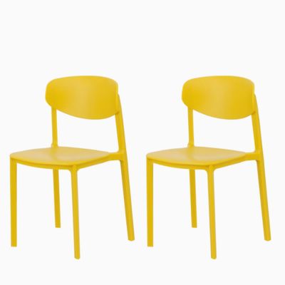 2pcs/Set 1:6 Scale Dollhouse Miniature mini Simulation Plastic Dining Chair,Cafe Chair,Armchair Model,bjdob11blythegsc Furniture Accessories (Yellow)