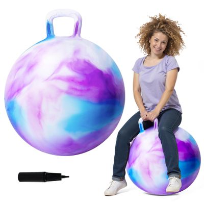 ZOOJOY 28In Hopper Ball for Adults, Clodus Bouncy Ball with Handle, Sit On Hippity Hop with Air Pump, Active Play for Family Activities & Indoor/Outdoor Sports