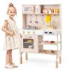 GLACER Kids Kitchen Playset, 3 Height Adjustable Toy Kitchen Set with Real Lights & Sounds, Microwave, Oven, Cooking Accessories, Storage, Wooden Play Kitchen for Toddlers, Gift for Boys Girls Ages 3+ view 1