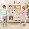 GLACER Kids Kitchen Playset, 3 Height Adjustable Toy Kitchen Set with Real Lights & Sounds, Microwave, Oven, Cooking Accessories, Storage, Wooden Play Kitchen for Toddlers, Gift for Boys Girls Ages 3+ view 2