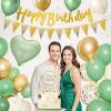 10th Sage Green Birthday Decorations, Boho Green White Gold Balloons Decorations for Girls, Happy 10 Birthday Party Supplies with Happy Birthday banner, Number Foil Balloon, Butterfly Cake Topper view 3