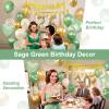10th Sage Green Birthday Decorations, Boho Green White Gold Balloons Decorations for Girls, Happy 10 Birthday Party Supplies with Happy Birthday banner, Number Foil Balloon, Butterfly Cake Topper view 4