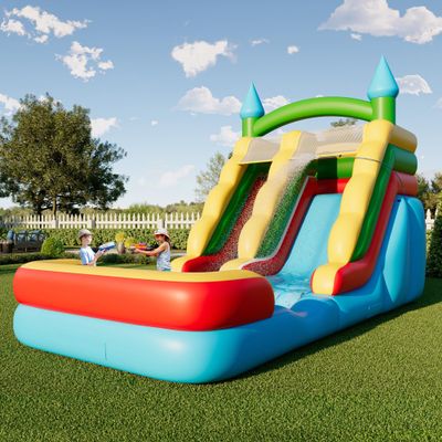 Albott Commercial Bounce House, Inflatable Bouncer with Air Blower, Jumping Castle with Slide, Outdoor Indoor Bouncy Castle with 100% PVC Material for Kids 3-12 (252.8152.492.5IN)