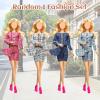 14 Pcs Doll Clothes for 11.5 inch Doll, Include 1 Plaid Coat Set 1 Winter Set 1 Sports Outfit 1 Dress 2 Bags 5 Shoes 1 Hat 1 Scarf in Random, for Girls view 4