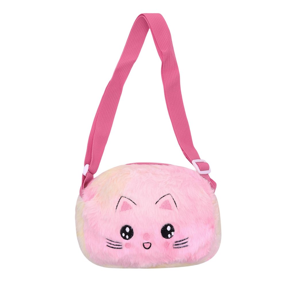 Amamcy Cute Cat Crossbody Bag for Girls Fluffy Shoulder Bag Faux Fur Kitty Purse Animal Plush Daypack Kawaii Purse for Girls