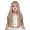 Edivd Girls Mixed Blonde Wig Long Ash Blonde Wig with Air Bangs for Kids Children Straight Wigs Heat Resistant Synthetic Wigs with Cap view 2