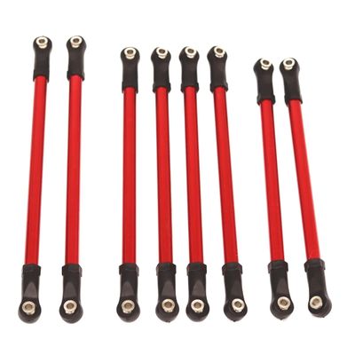 8pcs/lot Aluminum Alloy Link Rod Unassembled Kit 313MM Wheelbase for 1/10 RC Car Crawler Axial SCX10(Red)