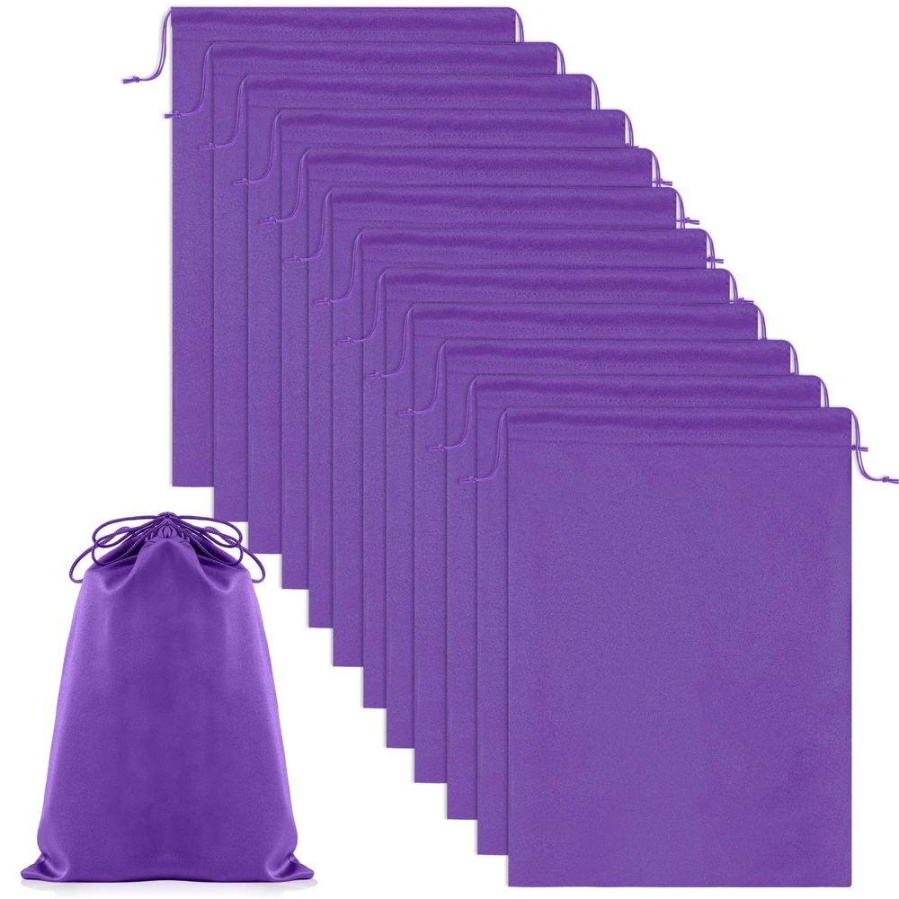 Weewooday 12 Pcs Purple Adult Satin Toy Bags Bulk with Drawstring