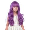 Edivd Child Taro Purple Wig Kids Long Lavender Purple Wig with Bangs Girl Long Wavy Curly Wigs Heat Resistant Synthetic Wigs with Cap view 2