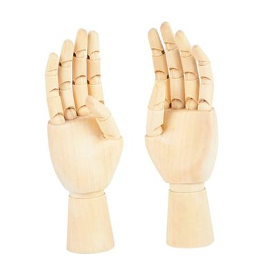 DOITOOL Unique Design Wooden Hand Dolls 2pcs Hand Model Figures for Art Study Movable Joint Puppet