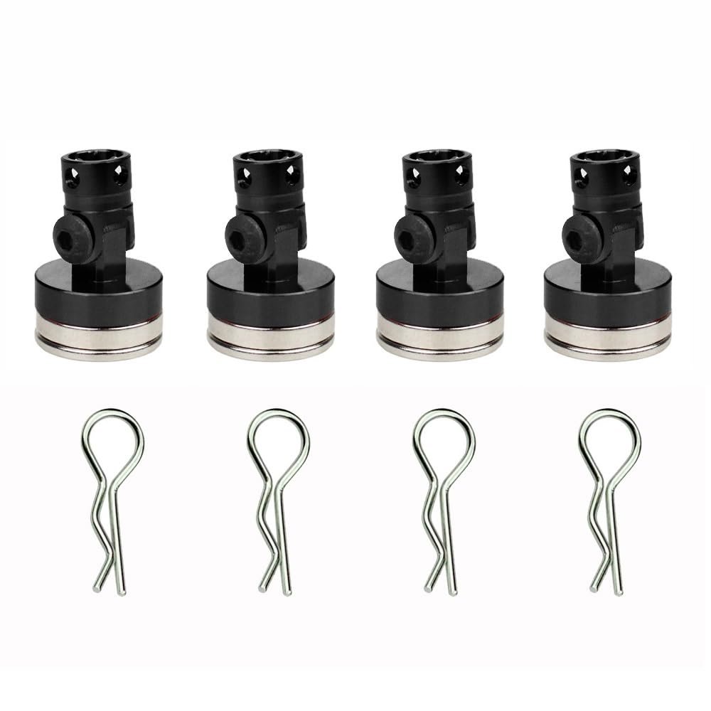 4pcs/lot Magnetic Invisible Body Post Mounting Contact Shell Post + Clip 1/10 RC Drift Car Compatible with Traxxas HSP Sakura Redcat(Black)