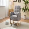 GAFFERIT Accent Rocking Chair with Solid Wood Legs, Teddy Fabric Upholstered Nursery Glider Rocker Chair with Footrest & High Backrest, Comfy Lounge Armchair with Side Pocket (Grey-Velvet) view 2
