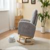GAFFERIT Accent Rocking Chair with Solid Wood Legs, Teddy Fabric Upholstered Nursery Glider Rocker Chair with Footrest & High Backrest, Comfy Lounge Armchair with Side Pocket (Grey-Velvet) view 3