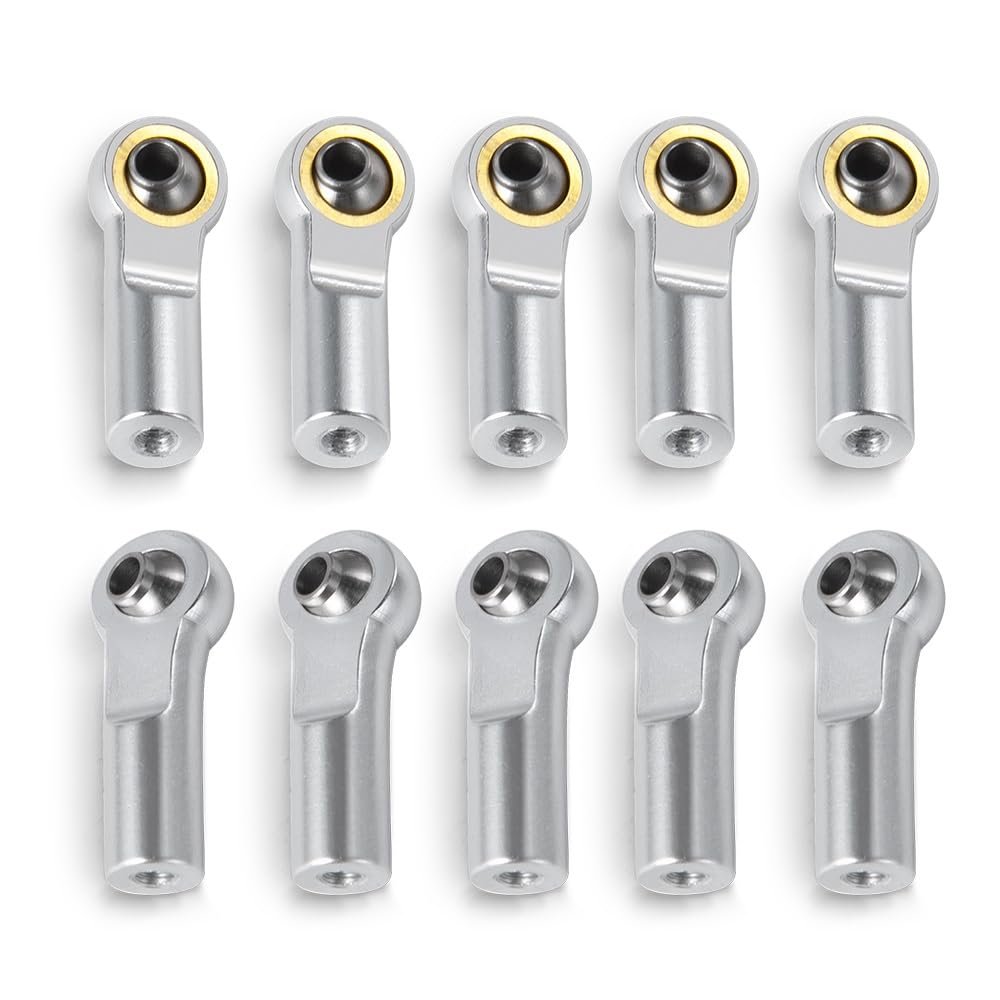 10/20pcs Orthodontic M3 Ball Head Aluminum L26mm Linkage Tie Rod Ends Metal Bend/Curved Ball Joints for 1/10 RC Car(Sliver 20pcs)