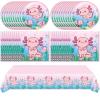 41Pcs Pink Axolotl Birthday Party Supplies Reptile Animals Theme Tableware Set Cartoon Axolotl Party Disposable Plates,Napkin,TableclothBaby Shower Boys Girls Birthday Decorations Supplies,Serves 20 view 1