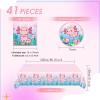 41Pcs Pink Axolotl Birthday Party Supplies Reptile Animals Theme Tableware Set Cartoon Axolotl Party Disposable Plates,Napkin,TableclothBaby Shower Boys Girls Birthday Decorations Supplies,Serves 20 view 2