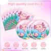 41Pcs Pink Axolotl Birthday Party Supplies Reptile Animals Theme Tableware Set Cartoon Axolotl Party Disposable Plates,Napkin,TableclothBaby Shower Boys Girls Birthday Decorations Supplies,Serves 20 view 4