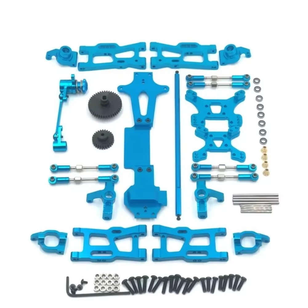 for Wltoys 144001 144002 144010 1/14 Metal Kits for Swing Arm Link Rod Steering Block RC Car Accessories Upgrade Parts RC Car Parts(Blue)
