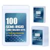 100ct Semi-Rigid Card Holder and 100ct Penny Sleeves, Grading Card Sleeves for PSA, BGS, SGC, Card Submission Kit with 1/2" Lip, Toploader Card Protectors for Grade Sending Collection Trading view 1