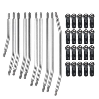 10Pcs Metal Upper Lower Link Rod Linkage with Plastic Ball End for Axial SCX10 324mm Wheelbase 1/10 RC Crawler Car Parts
