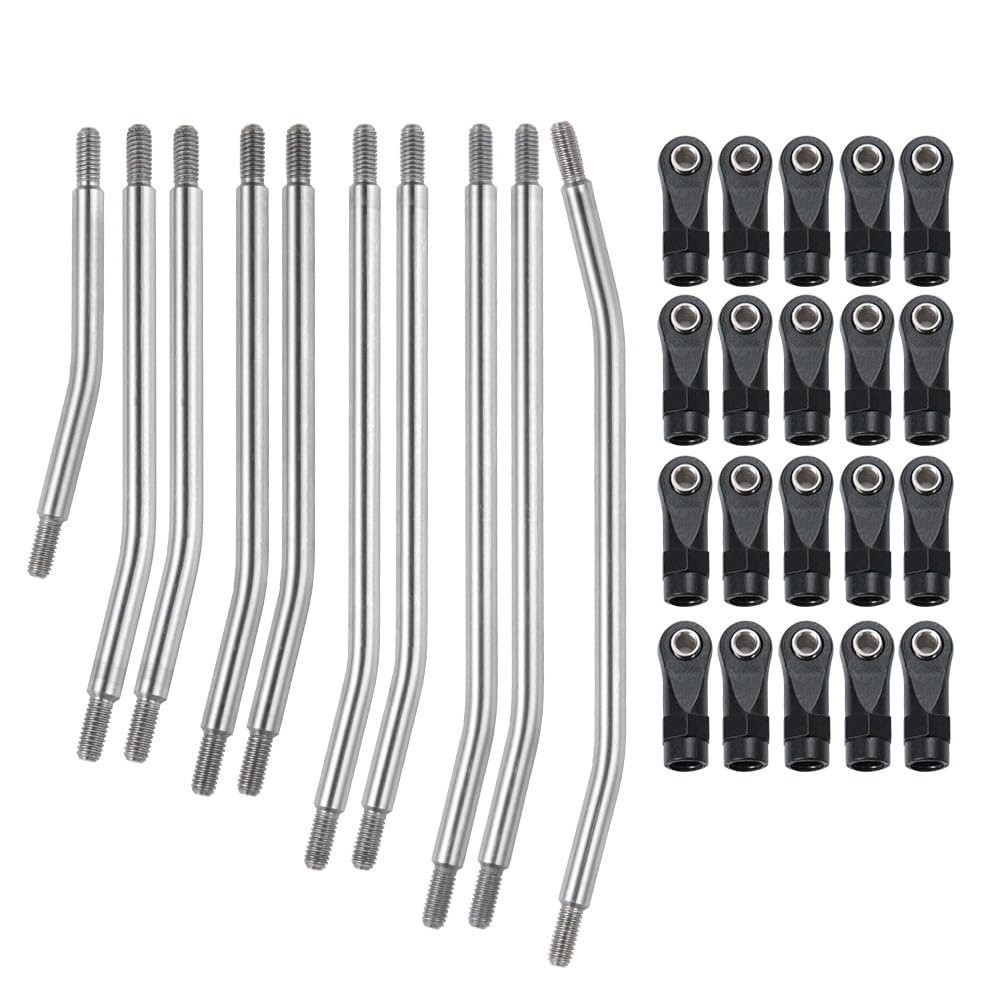 10Pcs Metal Upper Lower Link Rod Linkage with Plastic Ball End for Axial SCX10 324mm Wheelbase 1/10 RC Crawler Car Parts