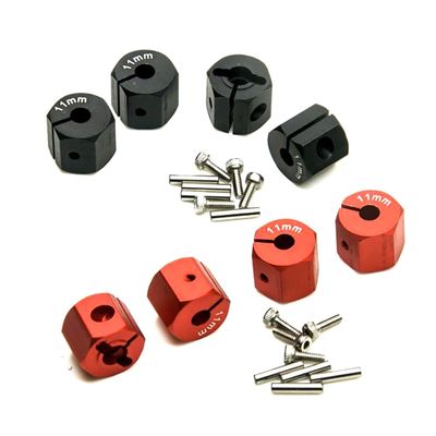 4Pcs 12MM Wheel Hex Hub Thickness 8mm/9mm/10mm/11mm/12mm for 1/10 RC Crawler Axial SCX10 MST 90046 RC Car Part(4PCS 10MM Red)