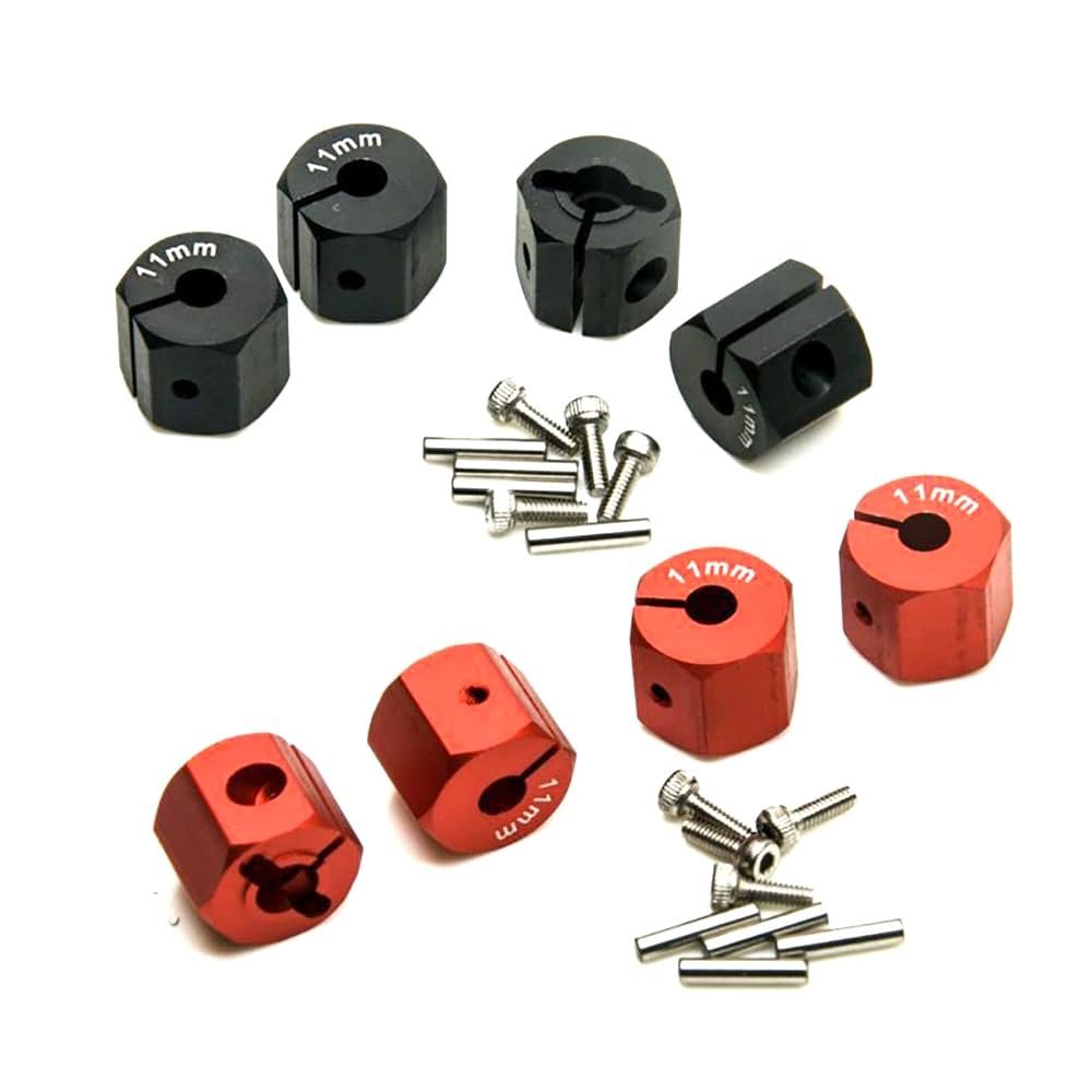 4Pcs 12MM Wheel Hex Hub Thickness 8mm/9mm/10mm/11mm/12mm for 1/10 RC Crawler Axial SCX10 MST 90046 RC Car Part(4PCS 10MM Red)