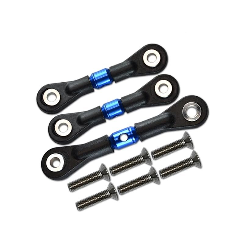 3pcs Alloy Adjustable Tie Rod Tie Links Steering Rods for 1/10 Tamiya TT02 TT02T TT01 TT01E TT01D RC Crawler Car Parts(Blue)