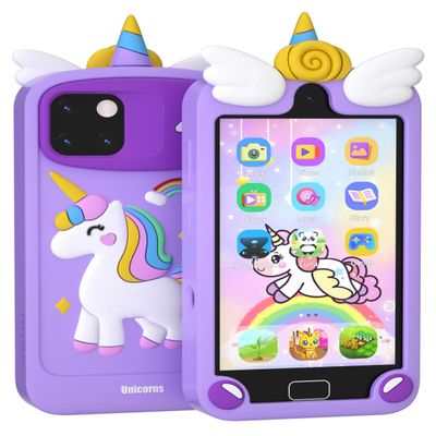 Kids Smart Phone for Girls, Christmas Birthday Gifts for Girls Age 3-10 Kids Toys Cell Phone, 4.0" Touchscreen Toddler Learning Play Toy Phone with Dual Camera, Game, Music Player, 32GB Card Purple