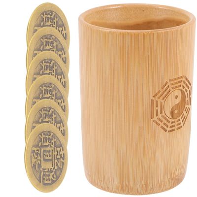 Garneck Bamboo Tube Hexagram Fortune Telling Chinese Feng Shui Decor Divination Game Supplies
