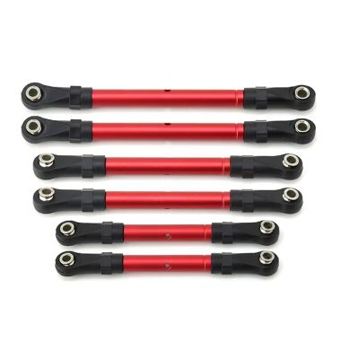 Compatible with Traxxas for Hoss for Slash for Rustler 4WD RC Car Upgrade Parts Adjustable Front Rear Pull Rod Link Tie Rod Steering Rod RC Tie Link Rods(Red)