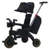 Black,JIYIAN Children's Folding Tricycle Multifunction Three Wheels W/Removable Push Handle,Canopy,Safety Harness,Storage Hanging Bag,Bike for Toddlers view 1