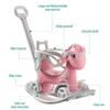 Runboll 4 in 1 Rocking Horse for Toddlers, Baby Rocking Toy with Push Handle, Backrest & Detachable Balance Board, Riding Horse Toy for Baby Girl and Boy, 1-3 Years Old Kids Riding Birthday view 2