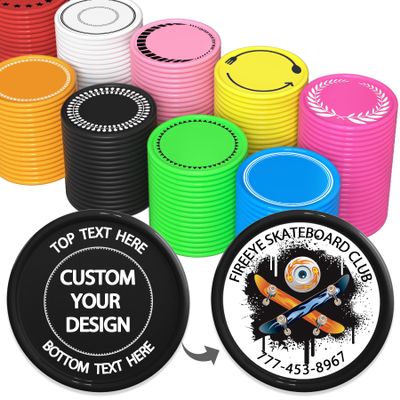 200-1000 Custom Plastic Poker Chips, Full Color Double-Sided Printed Drink Tokens, Customize Images/Logo/Text - 9 Vibrant Colors with Storage Case, Custom Tokens for Bar, Party, Events (Black)