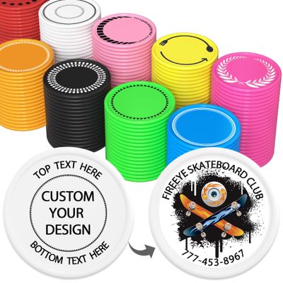 200-1000 Custom Plastic Poker Chips, Full Color Double-Sided Printed Drink Tokens, Customize Images/Logo/Text - 9 Vibrant Colors with Storage Case, Custom Tokens for Bar, Party, Events (White)